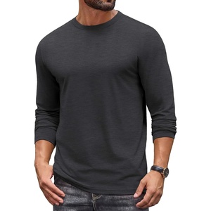image:imageCOOFANDY Mens Long Sleeve TShirt Cotton Blend T Shirts Casual Crew Neck Basic Tee Soft Classic Regular Fit TshirtsDark Grey