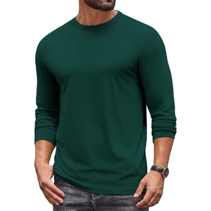 image:imageCOOFANDY Mens Long Sleeve TShirt Cotton Blend T Shirts Casual Crew Neck Basic Tee Soft Classic Regular Fit TshirtsLake Green