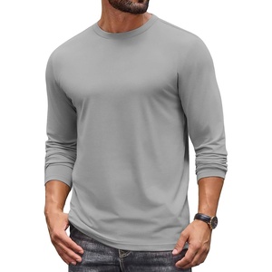 image:imageCOOFANDY Mens Long Sleeve TShirt Cotton Blend T Shirts Casual Crew Neck Basic Tee Soft Classic Regular Fit TshirtsLight Gray