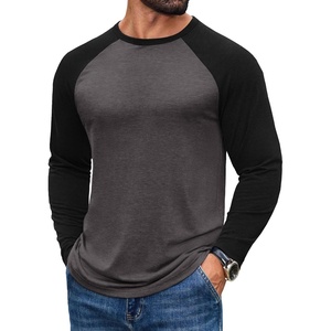 image:imageCOOFANDY Mens Long Sleeve Tee Shirts Casual Crewneck Raglan TShirts Stretchy Baseball Pullover Tee01 Dark Heather Grey