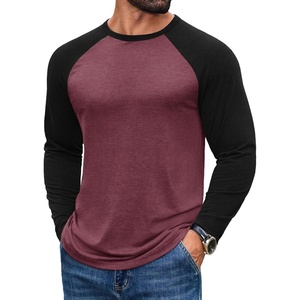 image:imageCOOFANDY Mens Long Sleeve Tee Shirts Casual Crewneck Raglan TShirts Stretchy Baseball Pullover TeeJujube Red