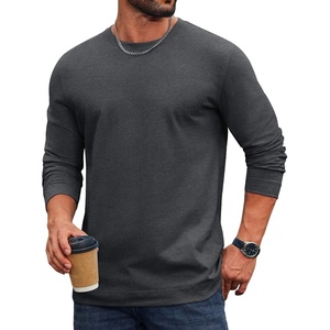 image:imageCOOFANDY Mens Long Sleeve Tee Shirts Cotton Casual Basic TShirtsDark Gray