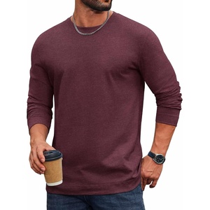 image:imageCOOFANDY Mens Long Sleeve Tee Shirts Cotton Casual Basic TShirtsDark Red