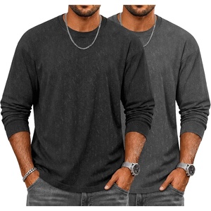 image:imageCOOFANDY Mens Long Sleeve Tee Shirts Cotton Vintage Washed T Shirts Relaxed Fit Basic TeesBlack  Dark Grey