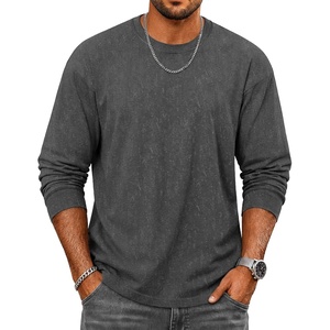 image:imageCOOFANDY Mens Long Sleeve Tee Shirts Cotton Vintage Washed T Shirts Relaxed Fit Basic TeesDark Grey