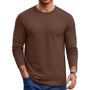 image:imageCOOFANDY Mens Long Sleeve Tee Shirts Crew Neck Casual Soft Basic T ShirtsBrown