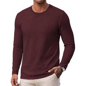 image:imageCOOFANDY Mens Long Sleeve Tee Shirts Knit Crew Neck Shirts Casual PulloverWine Red
