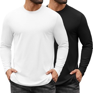 image:imageCOOFANDY Mens Long Sleeve Tee Shirts Stretch Crew Neck Tee Shirts Casual T Shirts for Men2 Pack Blackwhite