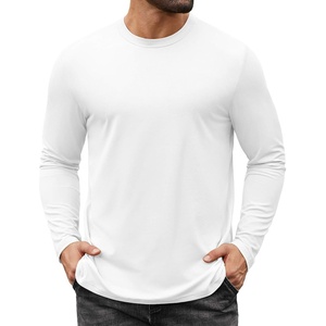 image:imageCOOFANDY Mens Long Sleeve Tee Shirts Stretch Crew Neck Tee Shirts Casual T Shirts for MenAwhite