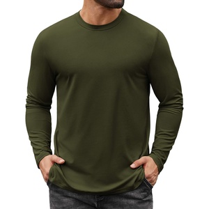 image:imageCOOFANDY Mens Long Sleeve Tee Shirts Stretch Crew Neck Tee Shirts Casual T Shirts for MenDark Army Green