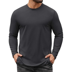 image:imageCOOFANDY Mens Long Sleeve Tee Shirts Stretch Crew Neck Tee Shirts Casual T Shirts for MenDark Grey