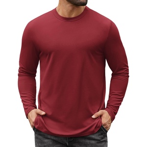 image:imageCOOFANDY Mens Long Sleeve Tee Shirts Stretch Crew Neck Tee Shirts Casual T Shirts for MenDeep Red