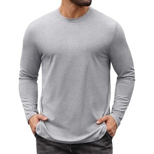image:imageCOOFANDY Mens Long Sleeve Tee Shirts Stretch Crew Neck Tee Shirts Casual T Shirts for MenHeather Grey