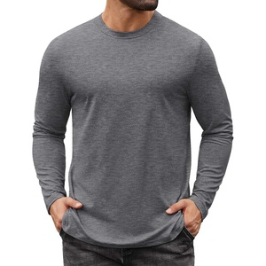 image:imageCOOFANDY Mens Long Sleeve Tee Shirts Stretch Crew Neck Tee Shirts Casual T Shirts for MenLight Grey