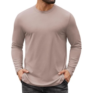 image:imageCOOFANDY Mens Long Sleeve Tee Shirts Stretch Crew Neck Tee Shirts Casual T Shirts for MenLight Khaki