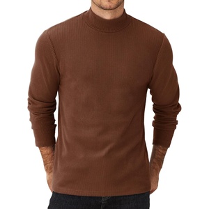 image:imageCOOFANDY Mens Mock Neck Sweater Lightweight Ribbed Knit Casual PulloverBrown
