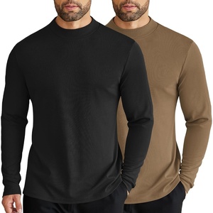 image:imageCOOFANDY Mens Mock Turtleneck Long Sleeve Shirts Slim Fit Basic TShirt Ribbed Pullover Sweater2 Packblack  Brown