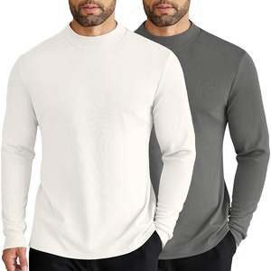 image:imageCOOFANDY Mens Mock Turtleneck Long Sleeve Shirts Slim Fit Basic TShirt Ribbed Pullover Sweater2 Packwhite  Dark Grey