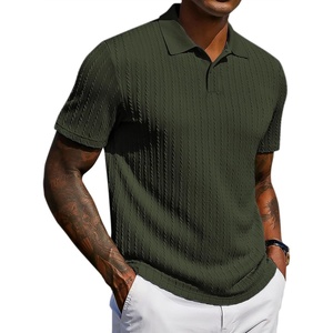 image:imageCOOFANDY Mens Polo Shirt Casual Short Sleeve Textured Knit Polo Golf ShirtsArmy Green