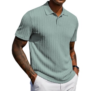image:imageCOOFANDY Mens Polo Shirt Casual Short Sleeve Textured Knit Polo Golf ShirtsGray Green
