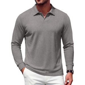image:imageCOOFANDY Mens Polo Shirts Casual Long Sleeve Knit Polo Sweater Golf ShirtsGrey