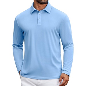image:imageCOOFANDY Mens Polo Shirts Long Sleeve UPF 50 Moisture Wicking Golf ShirtSky Blue