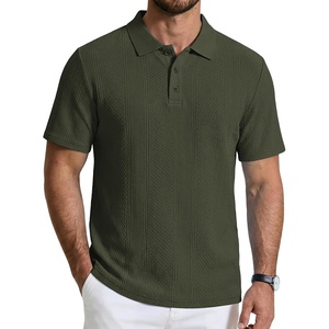 image:imageCOOFANDY Mens Polo Shirts Short Sleeve Casual Knit Textured Summer ShirtDark Army Green