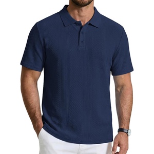 image:imageCOOFANDY Mens Polo Shirts Short Sleeve Casual Knit Textured Summer ShirtNavy Blue