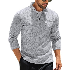 image:imageCOOFANDY Mens Quarter Button Pullover Sweater Mock Neck Thermal FleeceGrey
