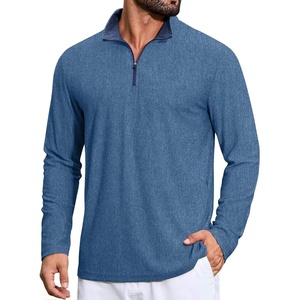 image:imageCOOFANDY Mens Quarter Zip Pullover Athletic Golf Mock Neck SweatshirtDeep Blue