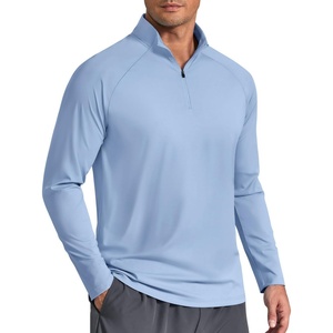 image:imageCOOFANDY Mens Quarter Zip Pullover Athletic Running Shirts Long SleeveLight Blue