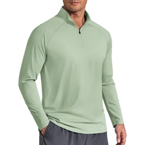 image:imageCOOFANDY Mens Quarter Zip Pullover Athletic Running Shirts Long SleeveLight Green