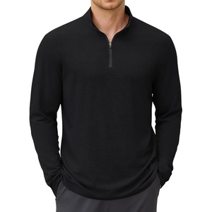 image:imageCOOFANDY Mens Quarter Zip Pullover Lightweight Casual Long Sleeve Polo ShirtsBlack
