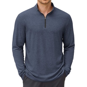 image:imageCOOFANDY Mens Quarter Zip Pullover Lightweight Casual Long Sleeve Polo ShirtsDark Blue