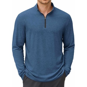 image:imageCOOFANDY Mens Quarter Zip Pullover Lightweight Casual Long Sleeve Polo ShirtsNavy Blue