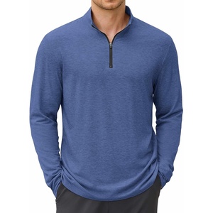 image:imageCOOFANDY Mens Quarter Zip Pullover Lightweight Casual Long Sleeve Polo ShirtsSapphire Blue