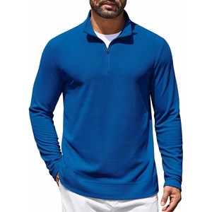 image:imageCOOFANDY Mens Quarter Zip Pullover Lightweight Waffle Mock Neck SweatshirtsBlue