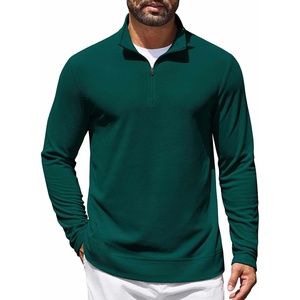 image:imageCOOFANDY Mens Quarter Zip Pullover Lightweight Waffle Mock Neck SweatshirtsDark Green