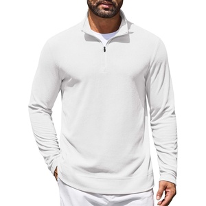 image:imageCOOFANDY Mens Quarter Zip Pullover Lightweight Waffle Mock Neck SweatshirtsWhite
