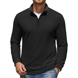 image:imageCOOFANDY Mens Quarter Zip Pullover Mock Neck Sweatshirt Long Sleeve SweaterBlack