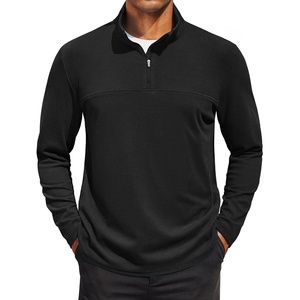 image:imageCOOFANDY Mens Quarter Zip Pullover Sweater Mock Neck Sweatshirt Casual PoloAblack