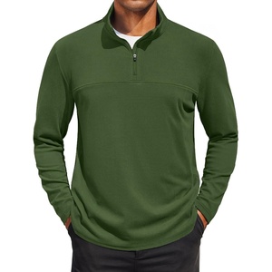image:imageCOOFANDY Mens Quarter Zip Pullover Sweater Mock Neck Sweatshirt Casual PoloArmy Green