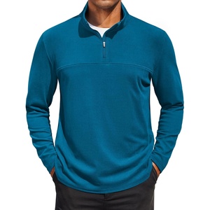 image:imageCOOFANDY Mens Quarter Zip Pullover Sweater Mock Neck Sweatshirt Casual PoloDark Blue