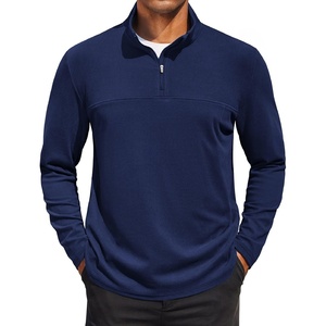 image:imageCOOFANDY Mens Quarter Zip Pullover Sweater Mock Neck Sweatshirt Casual PoloNavy Blue