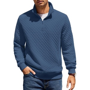 image:imageCOOFANDY Mens Quarter Zip Pullover Sweatshirt Casual Mock Neck Sweater 2026Slate Blue