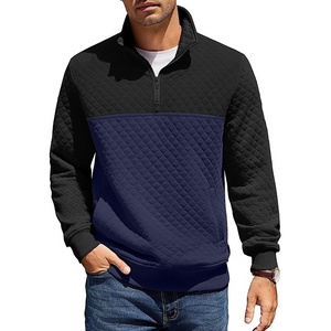 image:imageCOOFANDY Mens Quarter Zip Pullover Sweatshirt Casual Mock Neck Sweater 2026Zcolor Block NavyBlack