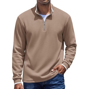 image:imageCOOFANDY Mens Quarter Zip Pullover Sweatshirt Mock Neck Sweater Long SleeveKhaki