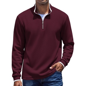 image:imageCOOFANDY Mens Quarter Zip Pullover Sweatshirt Mock Neck Sweater Long SleeveRed