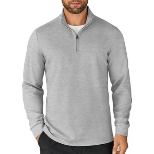 image:imageCOOFANDY Mens Quarter Zip Up Pullover Lightweight Mock Neck SweatshirtLight Grey