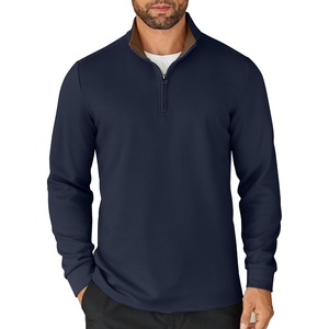image:imageCOOFANDY Mens Quarter Zip Up Pullover Lightweight Mock Neck SweatshirtNavy Bluebrown Collar